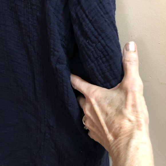 Zara tunic navy blue slubbed fabric size Small - Picture 6 of 7